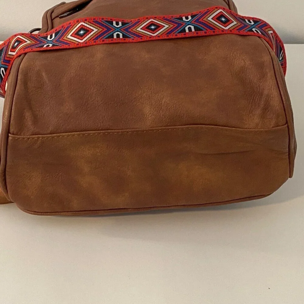 FADEON Backpack Tablet Bag Purse Brown PU Leather Removable Shoulder Strap